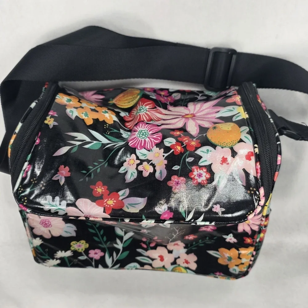 Vera Bradley Floral Tangerine Twist Lunch Bag Zipper Handle Reusable 10x7x5